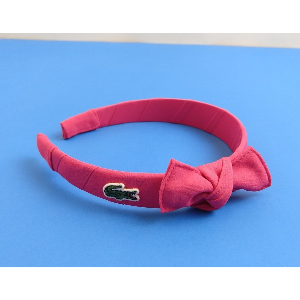 Lacoste Womens Pink Over Head Headband with Ribbon Bow Logo